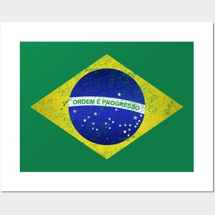 Brazil Soccer Retro Brazilian Flag Football BJJ MMA Beach Gym Posters and Art